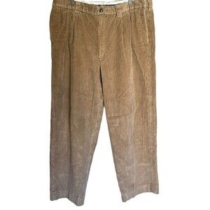 LL Bean Pants Corduroy Tan Brown Mens Size 38 Comfort Elastic Waist Cotton